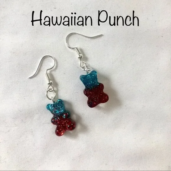 Earrings Gummy Bear Candy Colorful Translucent Resin - Picture 14 of 16